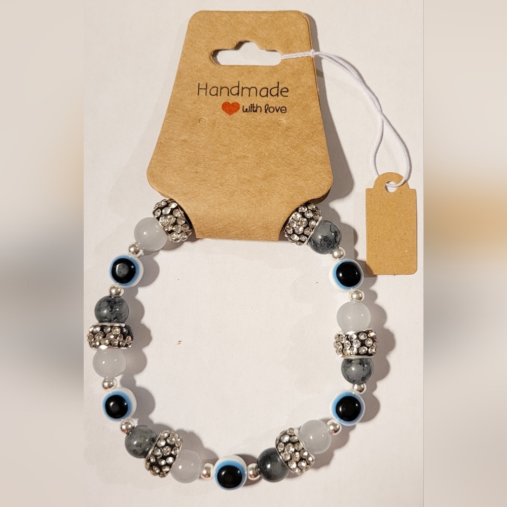 White Evil Eye Beaded Protection Mal De Ojo Luck Fashion Bracelet
